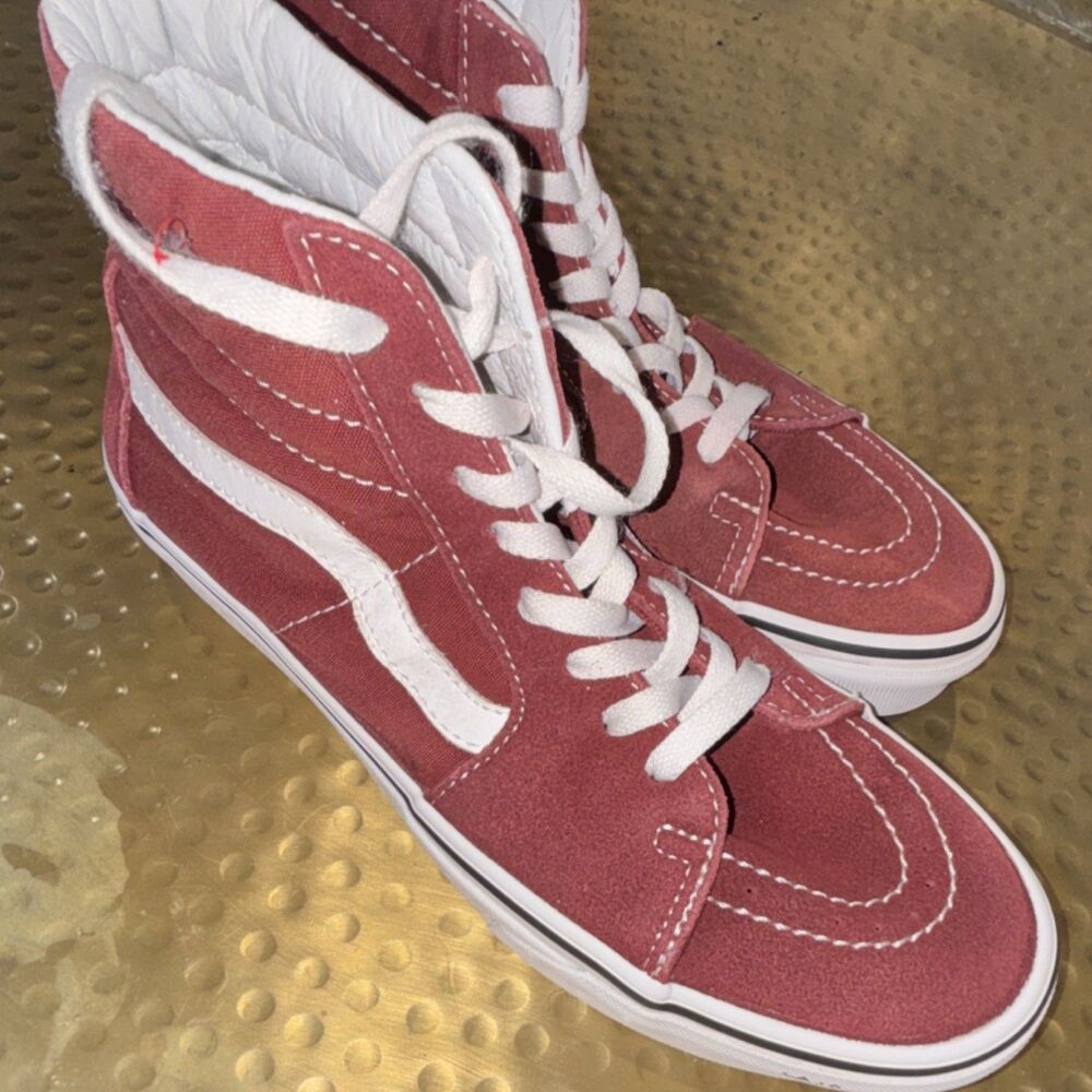 Vans Sk8-Hi Red White Canvas High Top Lace Up Men's Casual Sneakers size 8